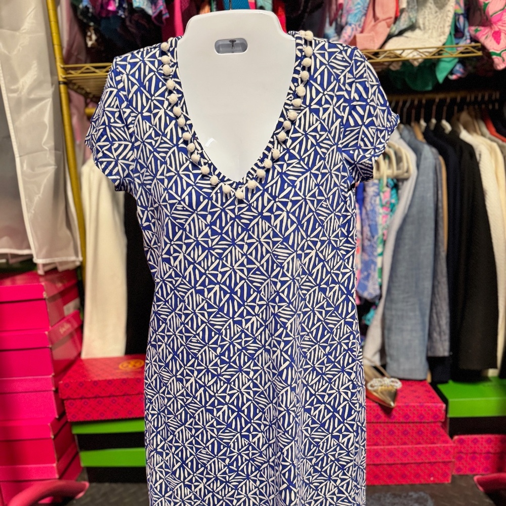 Lilly Pulitzer Etta V-Neck Dress - Corsica Blue Easy Peasy (Size XS)